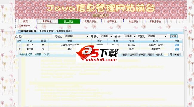 双鱼林基于SSH2高校毕业生去向信息管理系统 v1.0