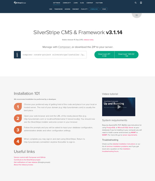 silverstripe content management system v4.3.0