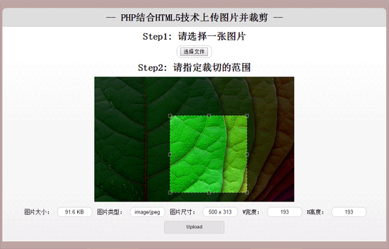 HTML5+php图片自由裁剪上传功能