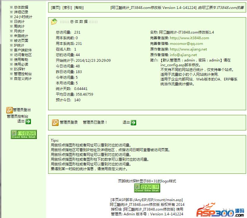 Eine von Jiang Cool Statistics_IT3848.com modifizierte Version V1.4