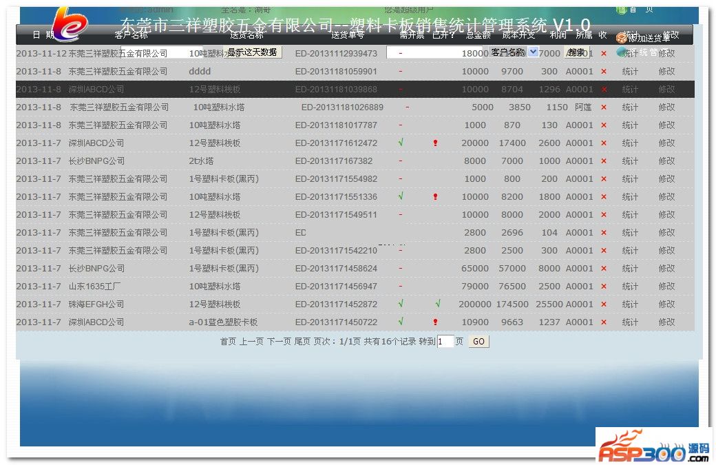 Plastic pallet sales statistics management system v1.0