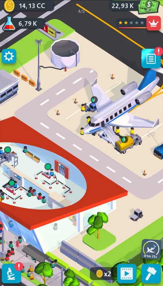 Idle airport mobile game