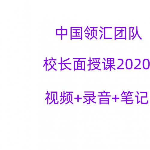 中国领汇团队校长2020年面授视频课程 外汇期货培训高级视频课程