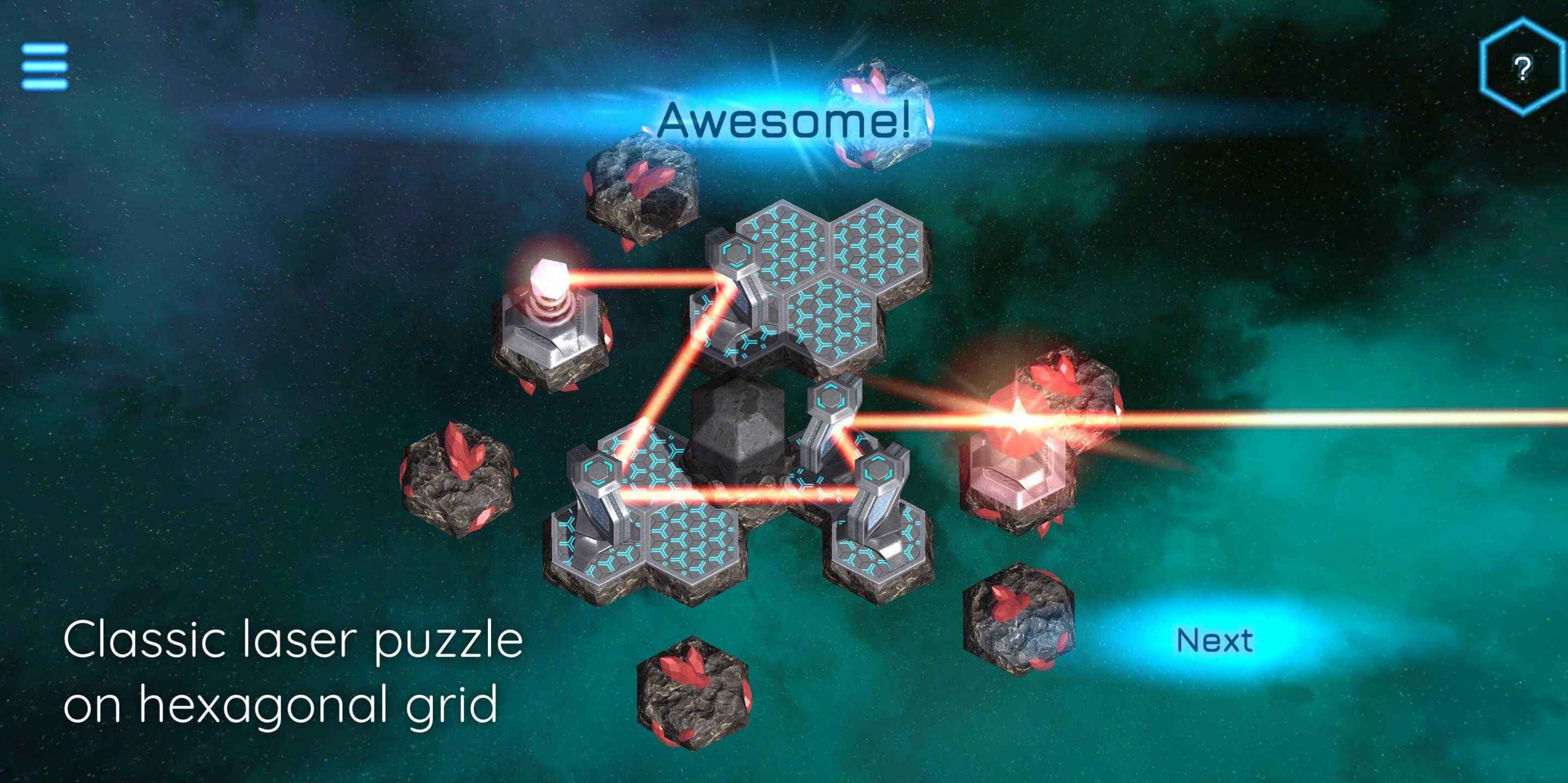 Versão Android do quebra-cabeça laser hexagonal