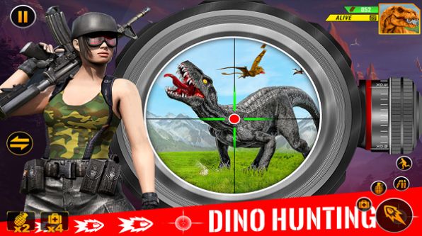 Jogo de perseguição de caçador de dinossauros