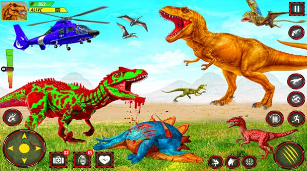 Jogo de perseguição de caçador de dinossauros