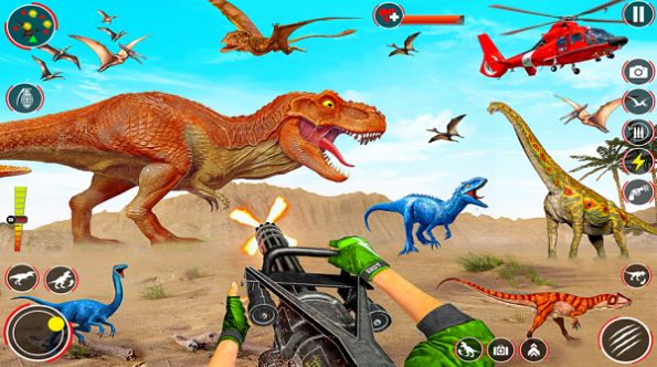 Jogo de perseguição de caçador de dinossauros