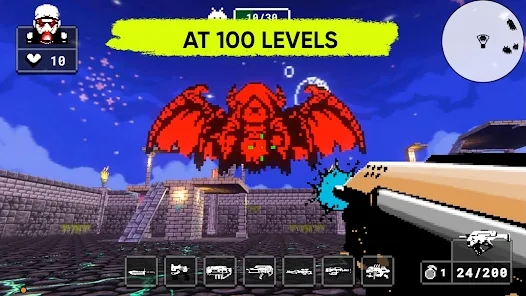 Doom pixel shooter 3d game