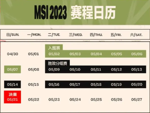 Calendrier MSI de League of Legends 2023