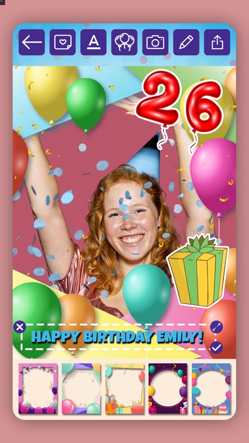 Happy birthday photo and card app