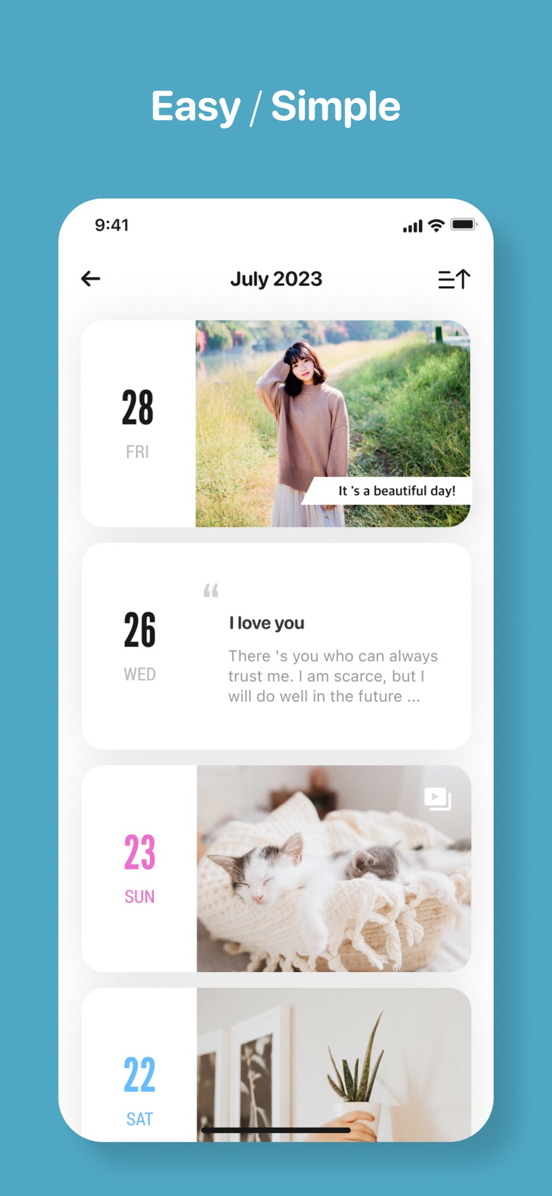 Card diary app