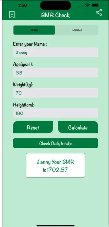 Seu aplicativo de verificação de BMR