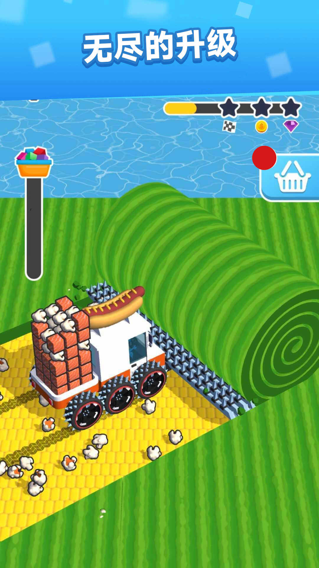 Lawn mowing harvester game