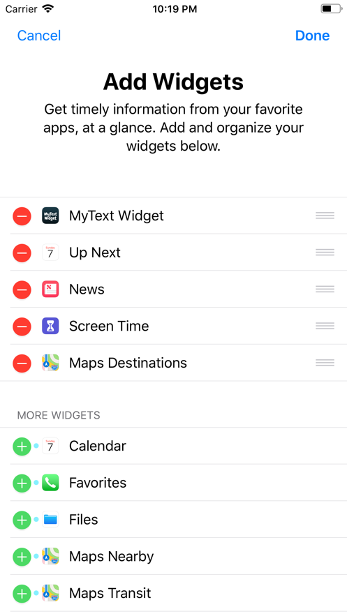 MyText Widget app