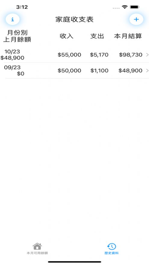 Household income and expenditure statement app