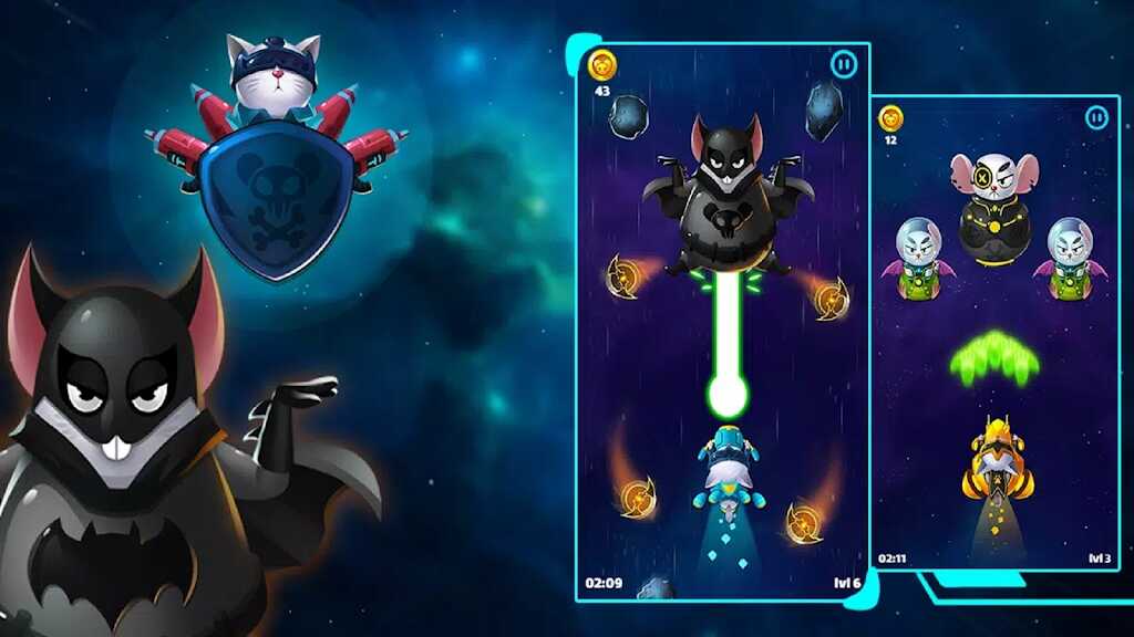 Cat space shooting game mobile version