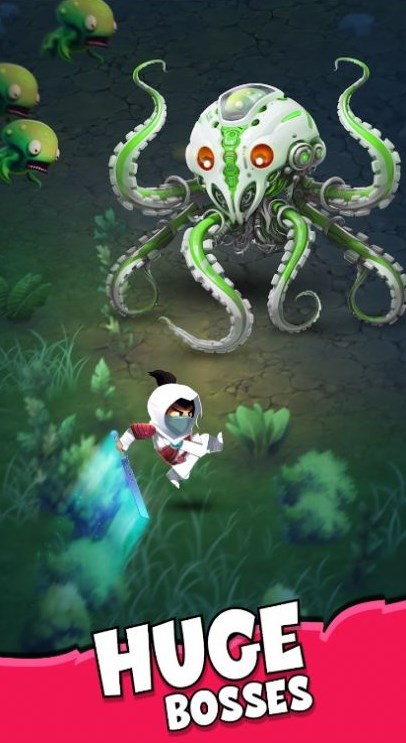 Ninja and alien battle game mobile version