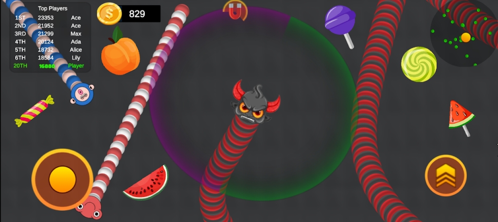 Version mobile du jeu de serpent gourmand