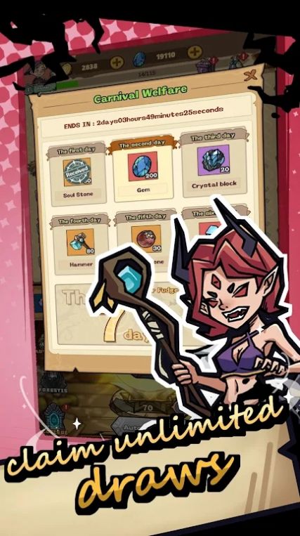 La dernière version du menu intégré de Magical World Creature Summoner