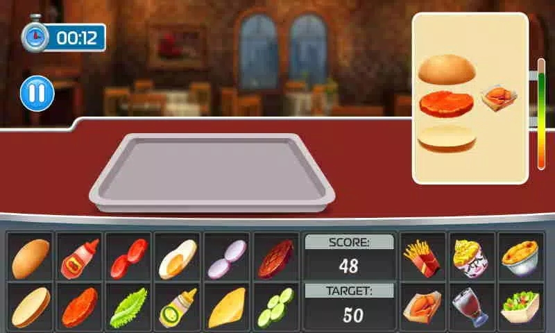 Burger ingredients preparation game