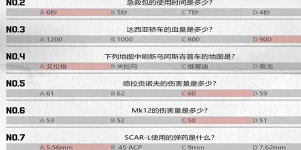 pubg重返故地答题答案