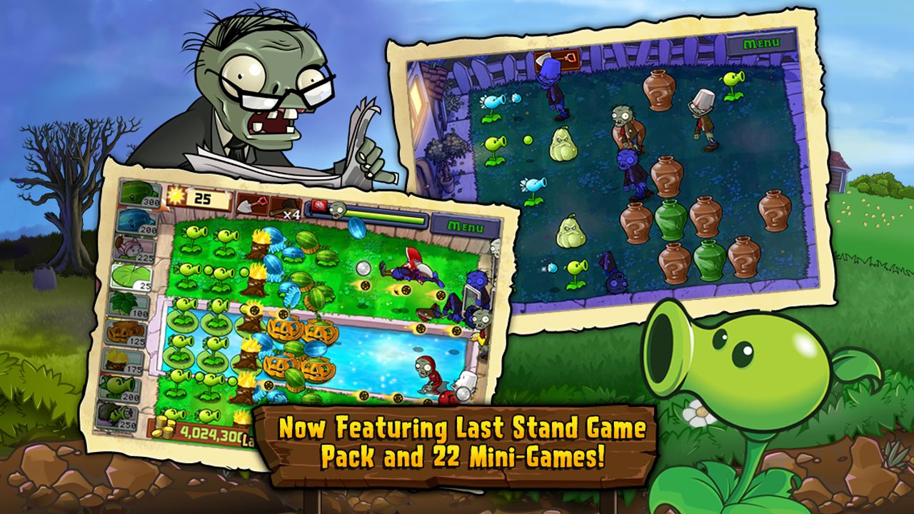 Plants vs. Zombies horizontal pixel version built-in menu