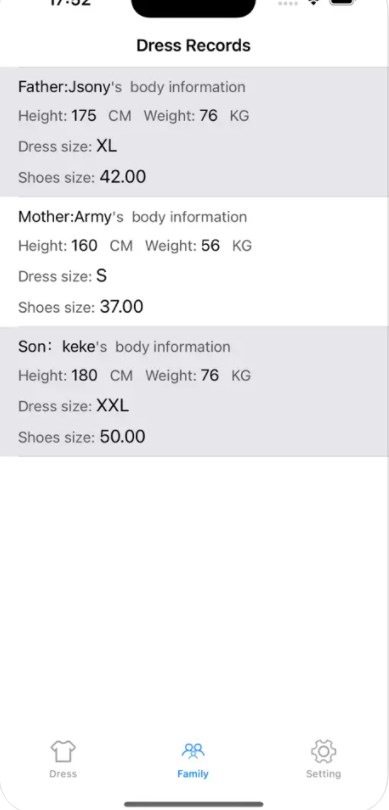 Home clothing measurement app