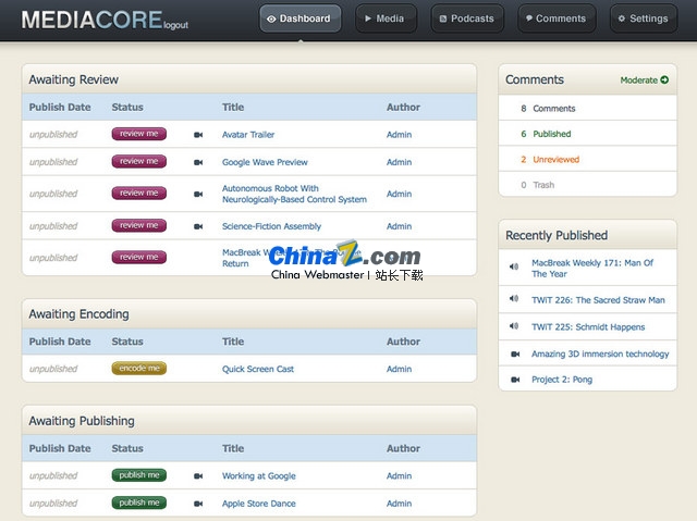 Mediacore 多媒体建站系统  v0.9.0