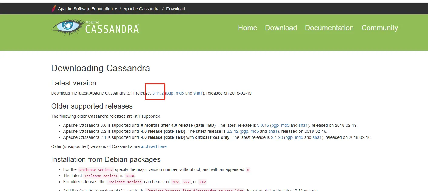 Apache Cassandra storage system v3.11.14