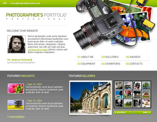 European and American photographer website flash source code