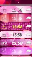 Relógio rosa e widget de clima