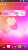 Relógio rosa e widget de clima