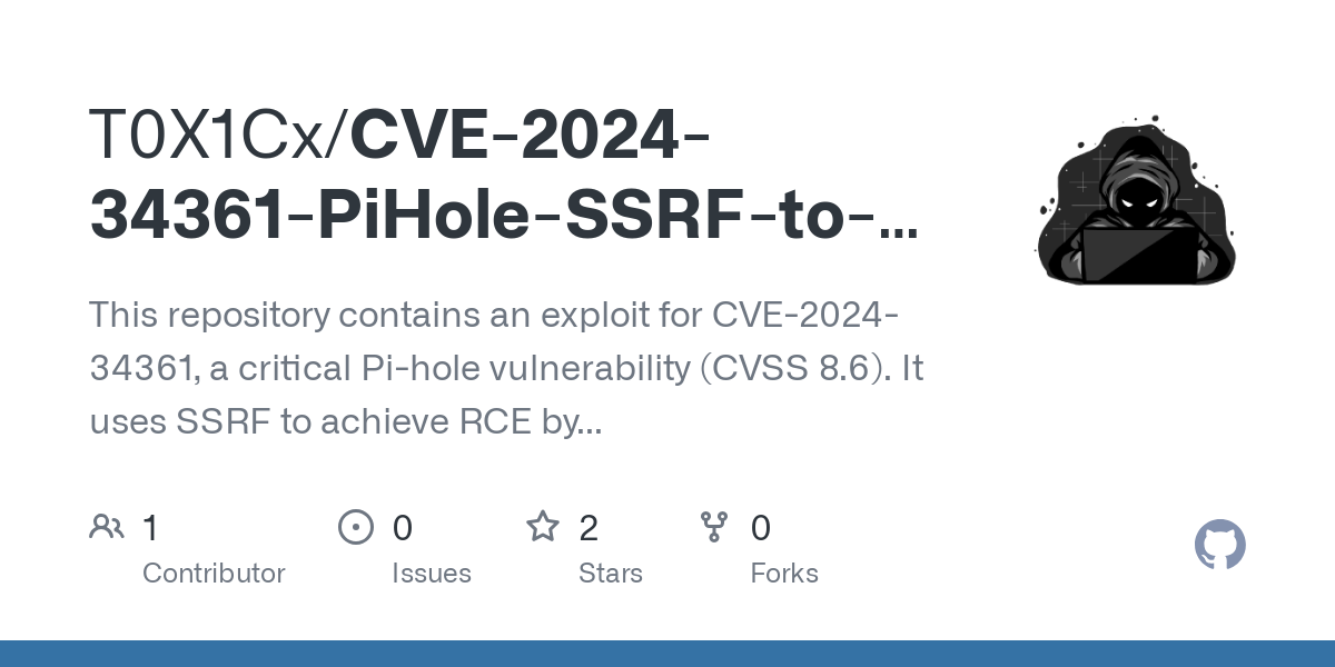 CVE 2024 34361 PiHole SSRF для RCE