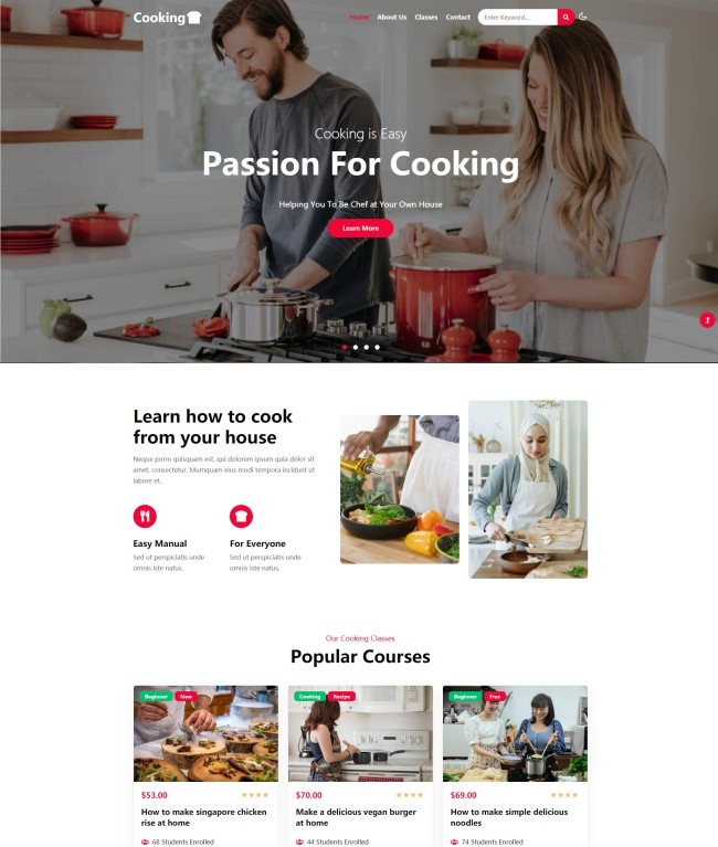 DM website building system HTML5 cooking training institution website template v1.6