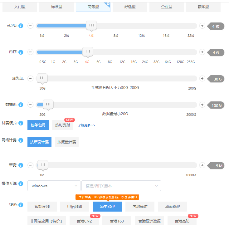 Specific selection of cloud servers