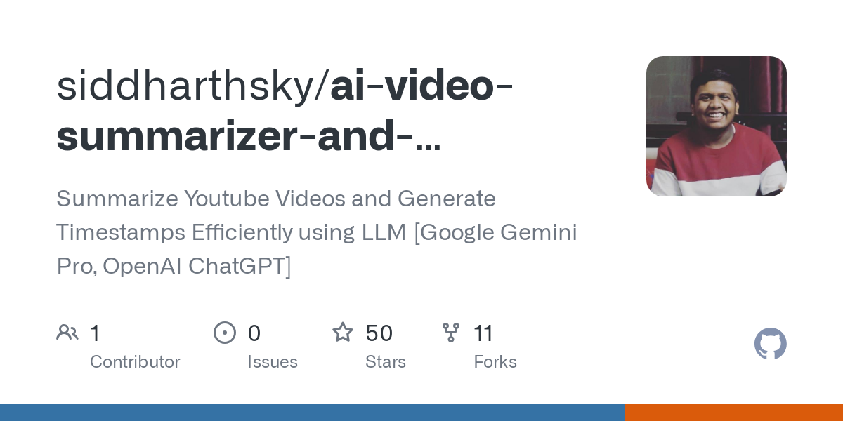 ai video summarizer and timestamp generator LLM p