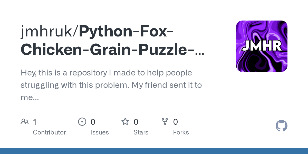 Python Fox Chicken Grain Puzzle Time2code