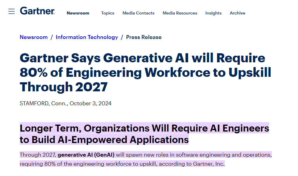 Gartner: ภายในปี 2570 80% ของนักพัฒนาซอฟต์แวร์จะต้องได้รับการฝึกอบรมด้าน AI