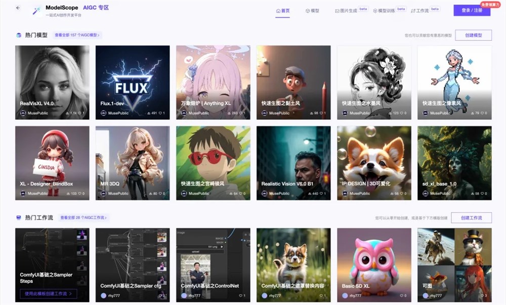 ชุมชน Alibaba Cloud Magic เปิดตัวโซน AIGC: เปิดตัวโมเดลหลายรูปแบบชุดแรกจำนวน 157 รุ่น