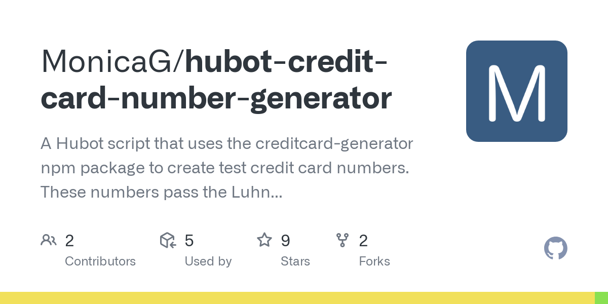 hubot credit card number generator