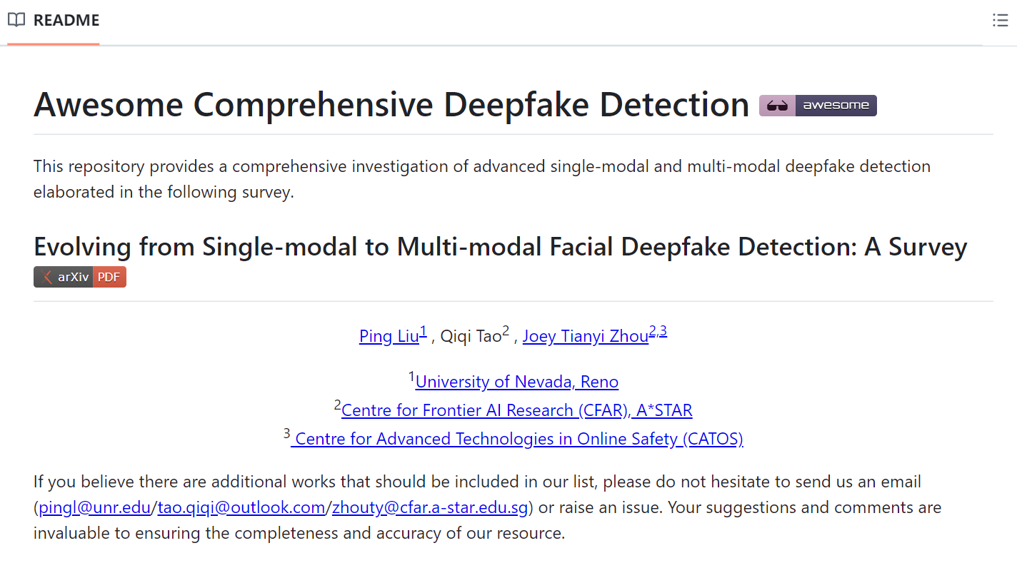 Awesome Comprehensive Deepfake Detection