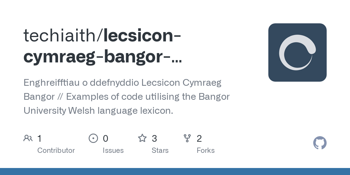 lecsicon cymraeg bangor enghreifftiau