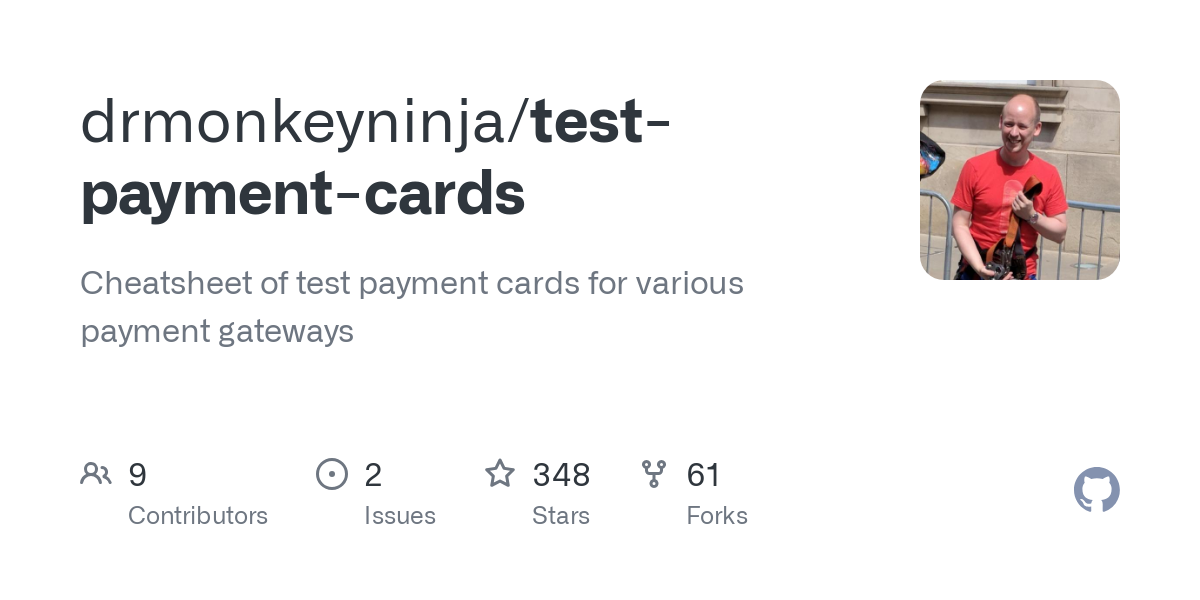 test payment cards