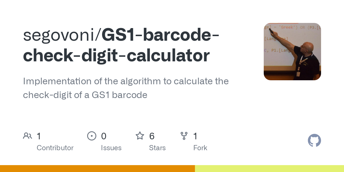 GS1 barcode check digit calculator