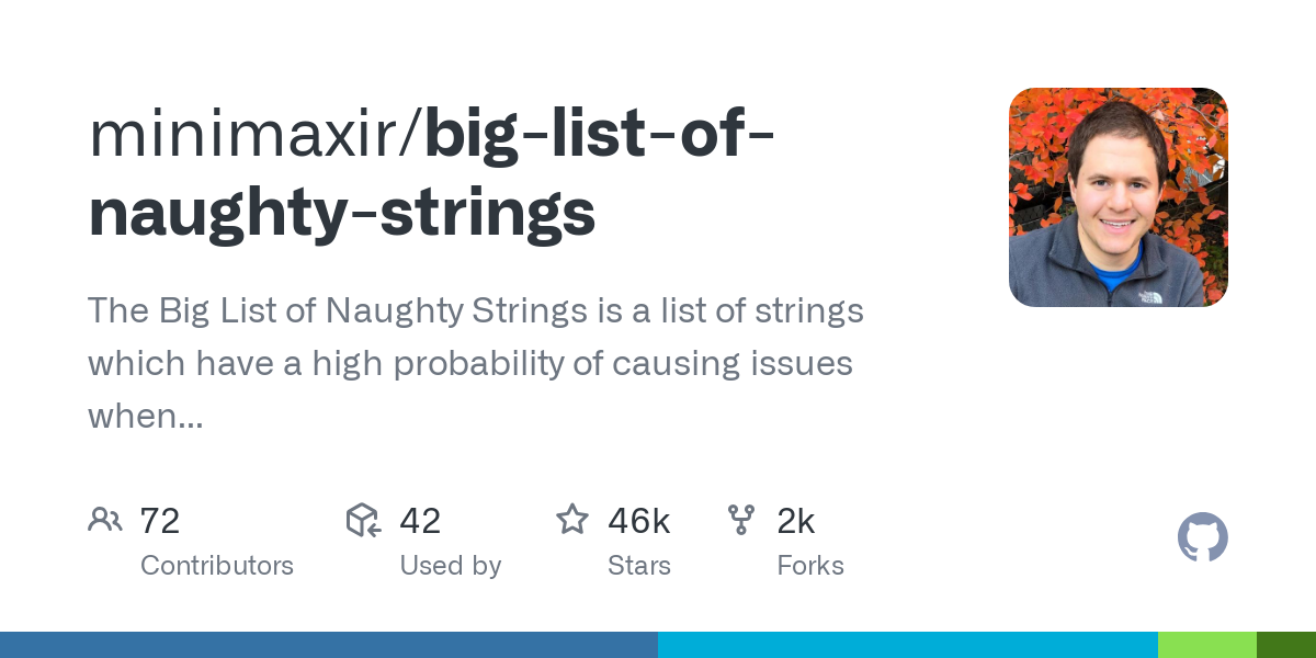 big list of naughty strings