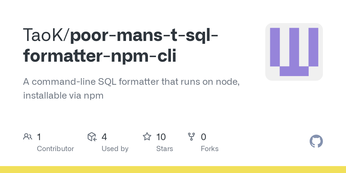 poor mans t sql formatter npm cli