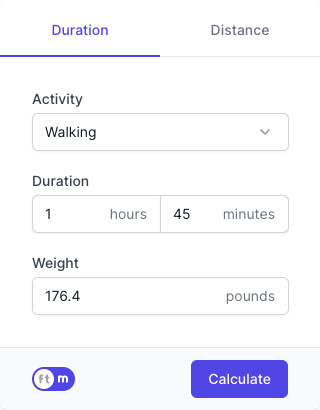 Calories Burned Calculator Input Form