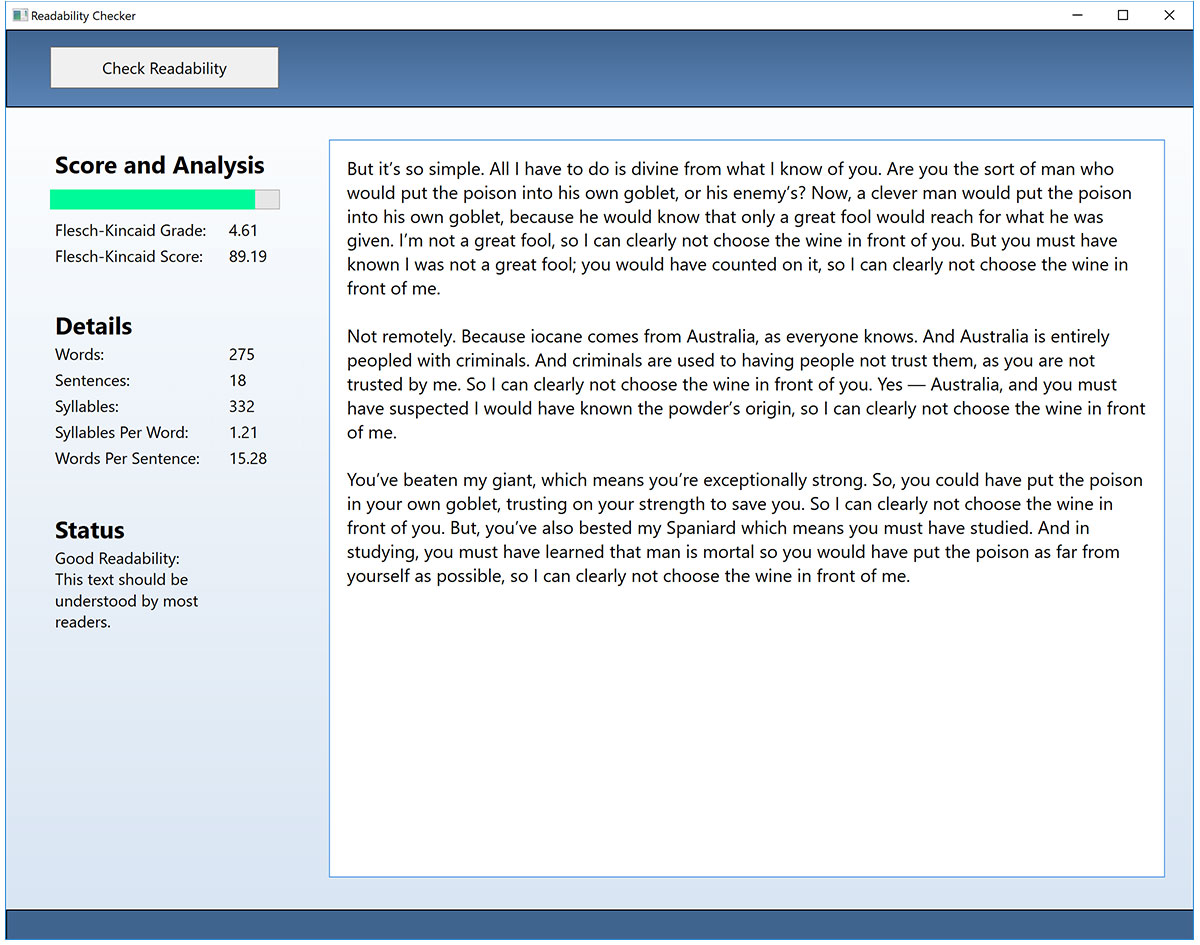 readability checker with cs