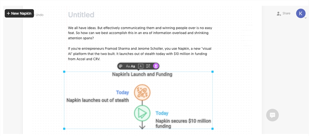 Die visuelle KI-Plattform Napkin nutzt generative künstliche Intelligenz, um Text in visuelle Effekte umzuwandeln