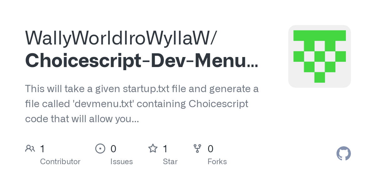 Choicescript Dev Menu Generator